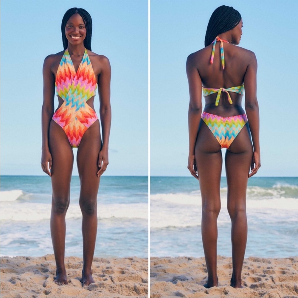 Farm rio light chevron one piece